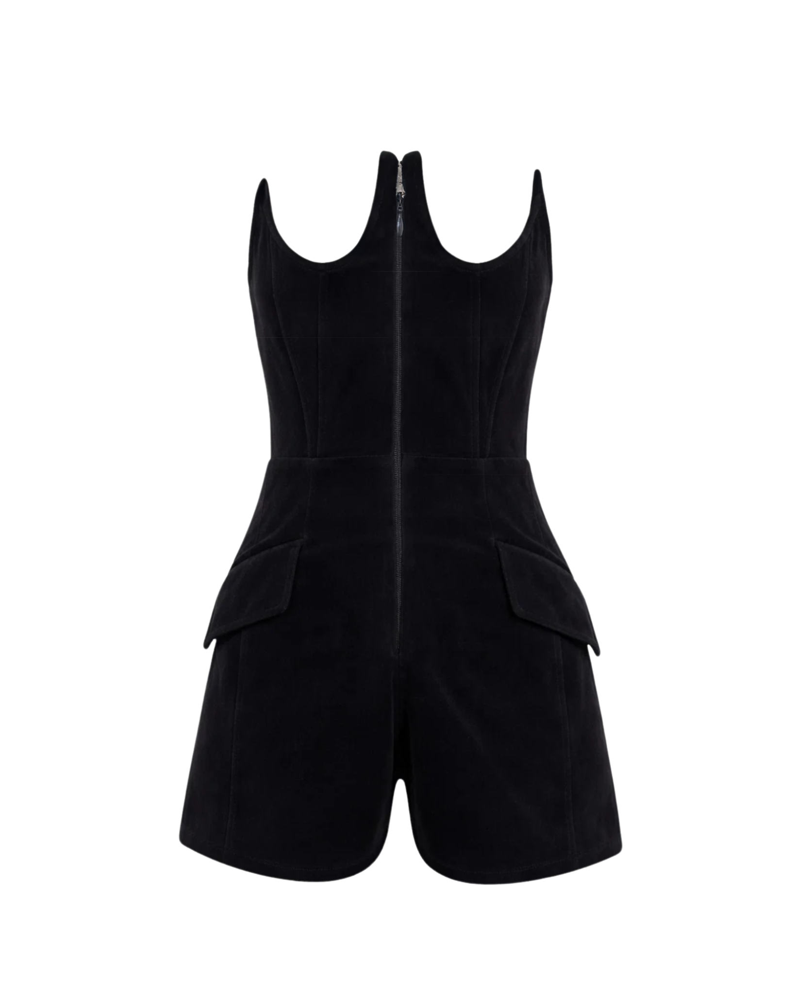 Tailory black velvet underbust structured corset top front view