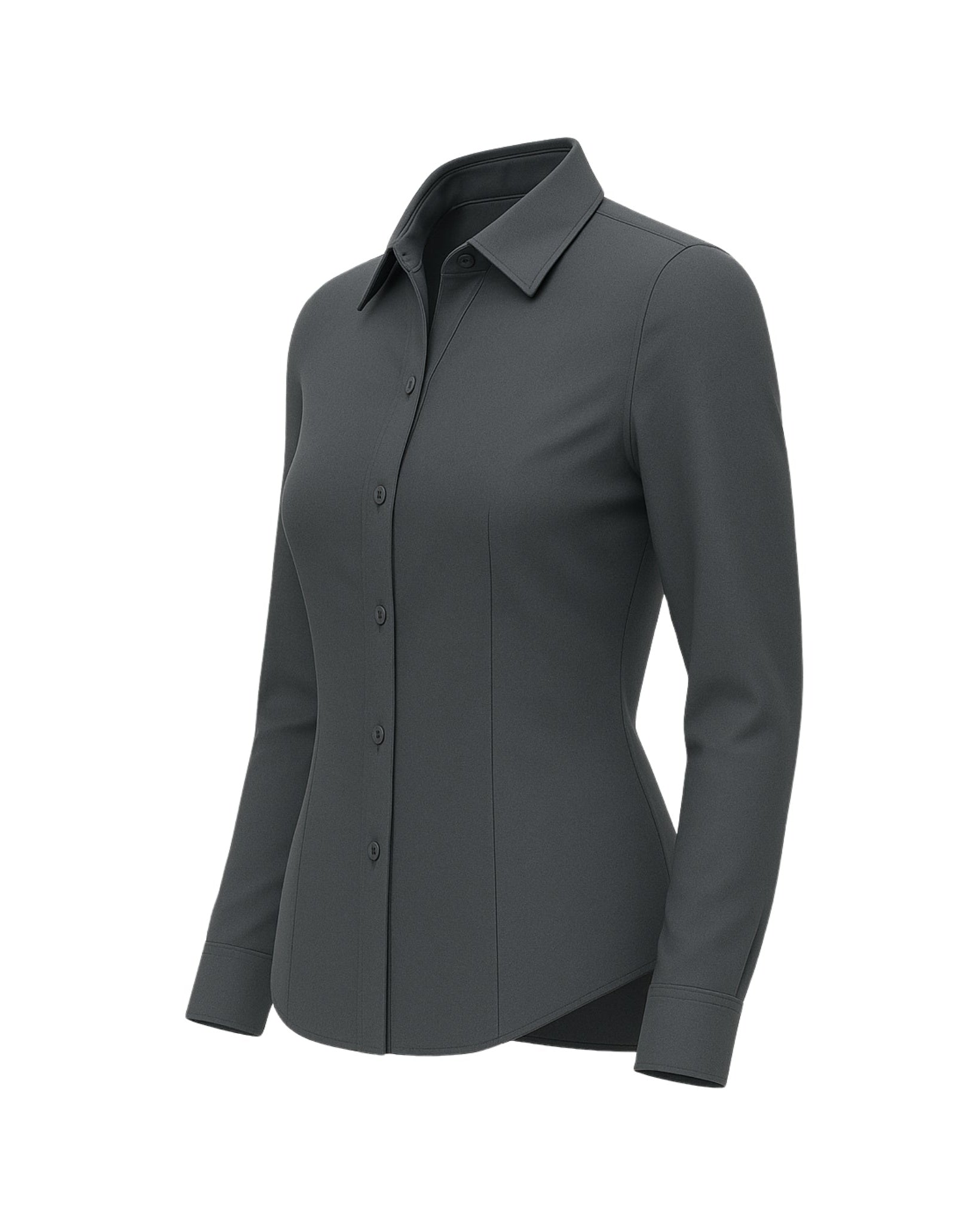 Tailory slate gray vegan blouse side view