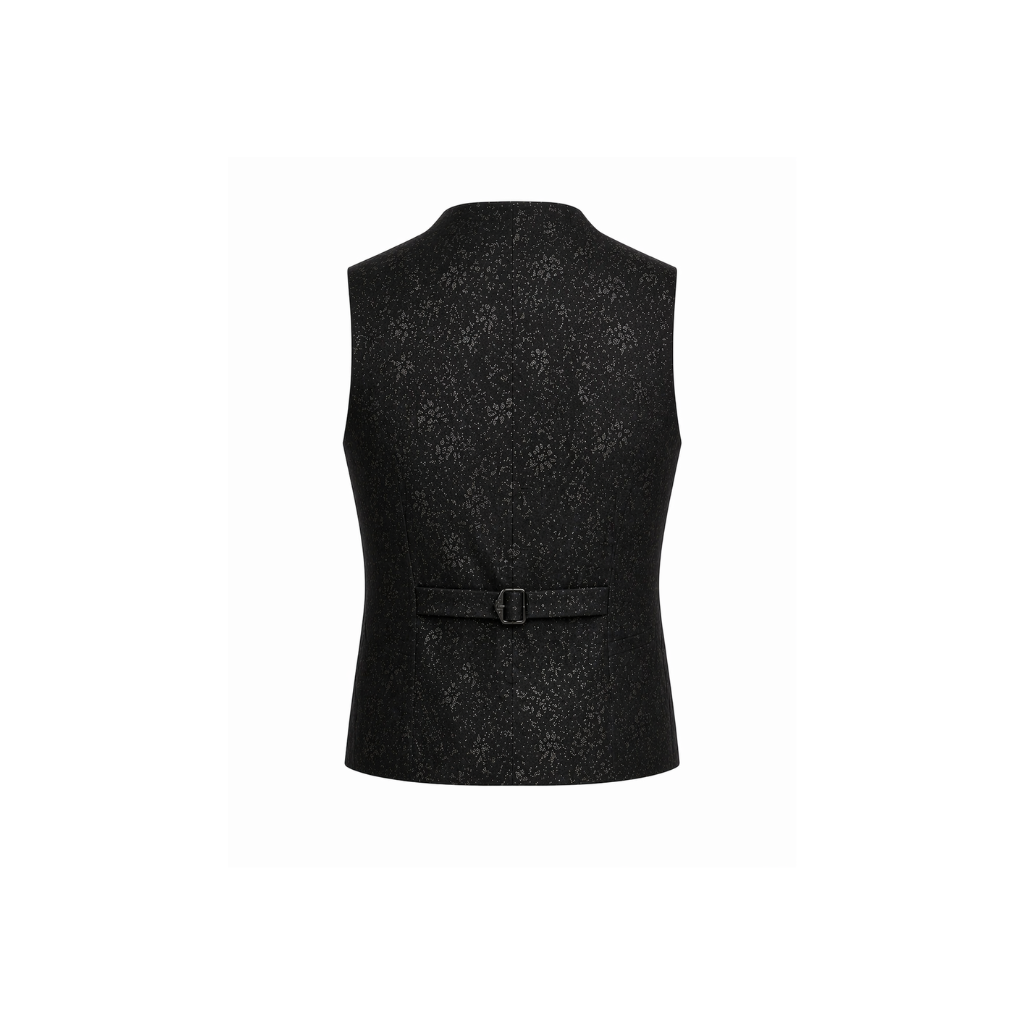 Tailory black floral jacquard vest adjustable back strap view