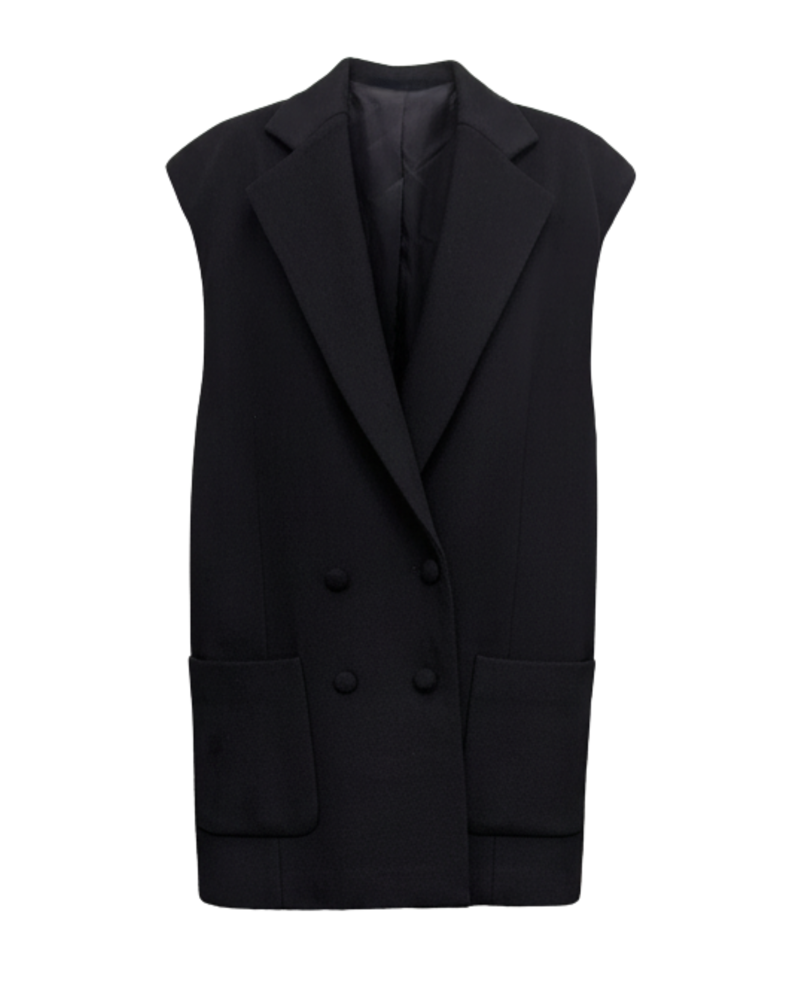 Tailory black sleeveless double-breasted blazer vest front view