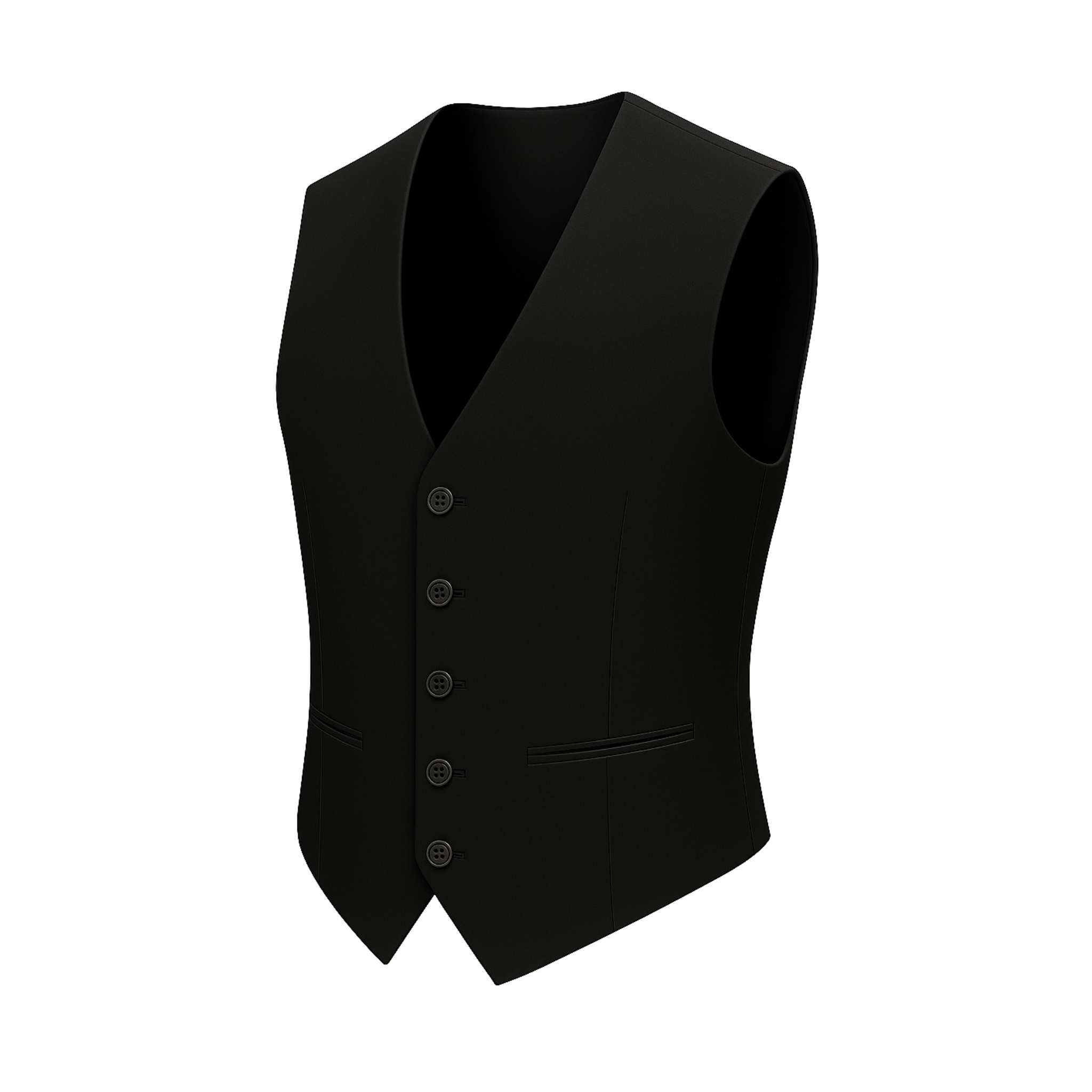 Tailory black Loro Piana wool five-button tailored vest side view