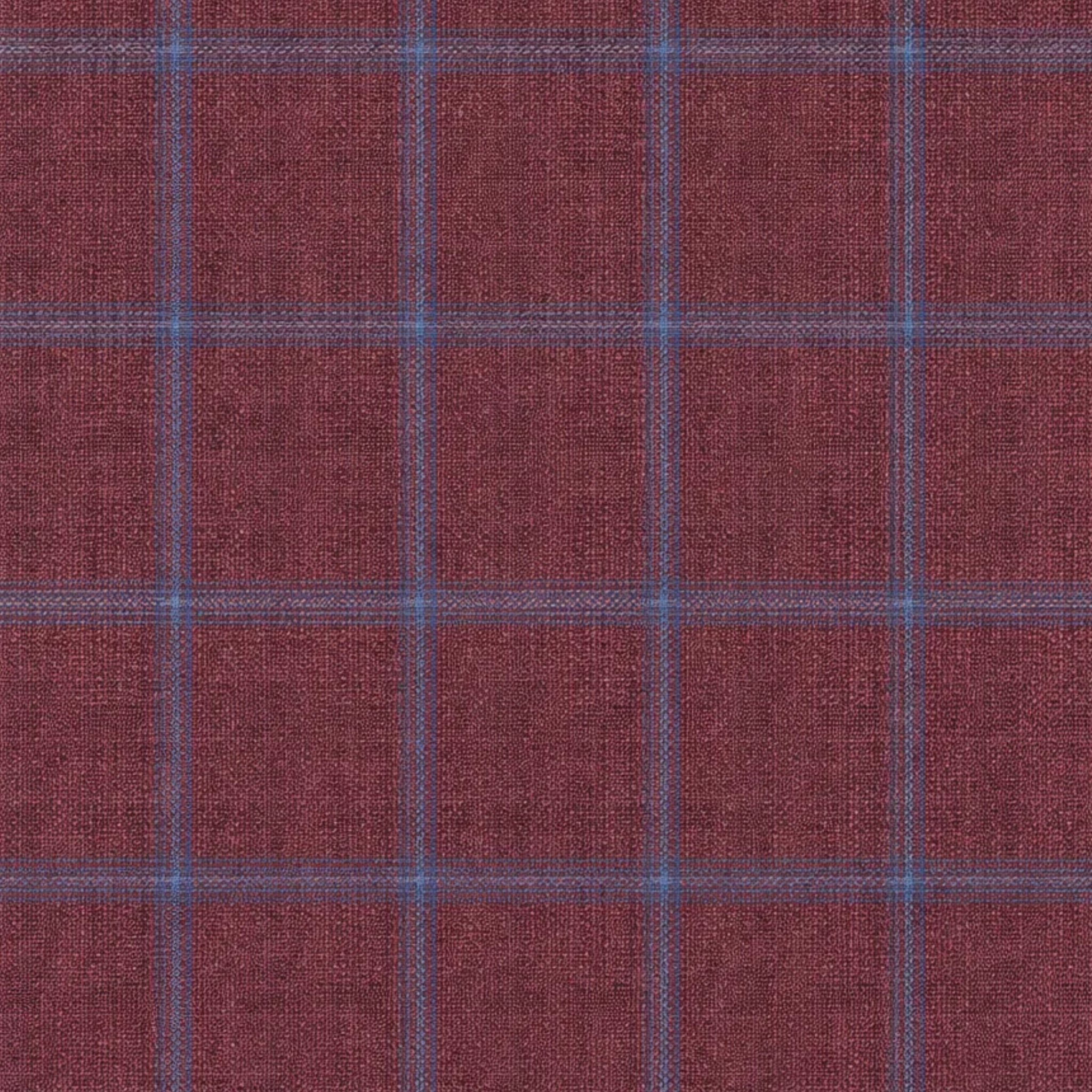 Tailory burgundy plaid wool-blend structured fabric swatch