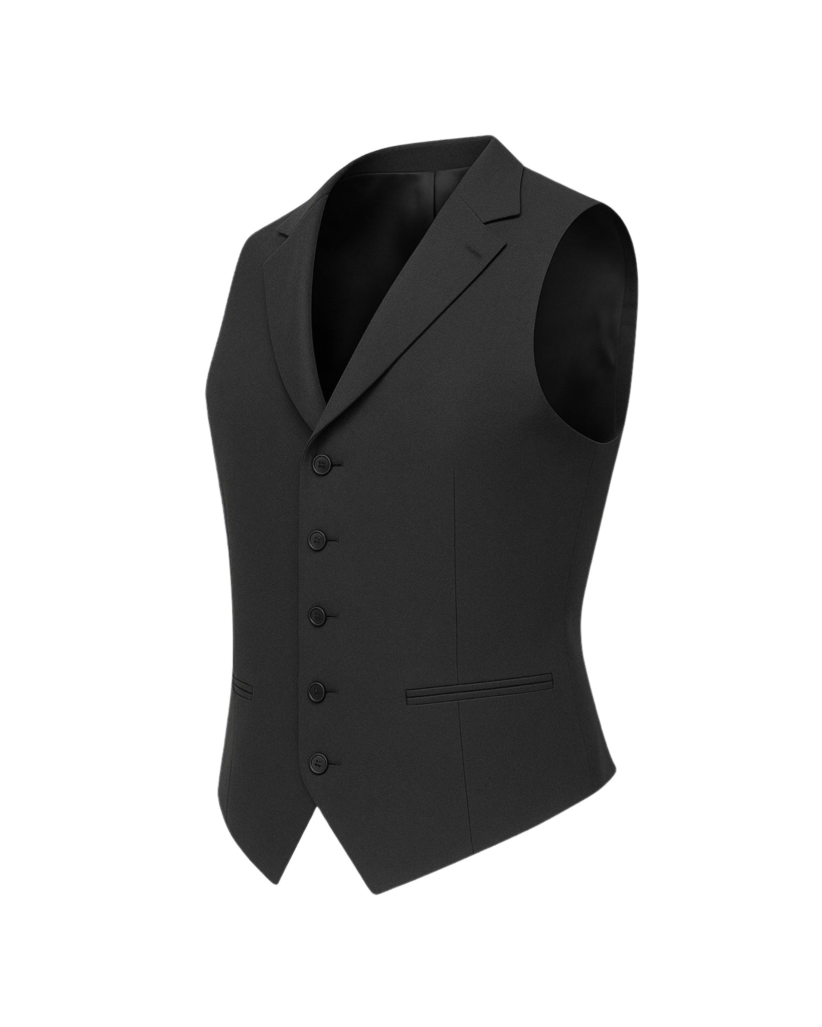 Tailory charcoal wool men’s vest five-button Side view
