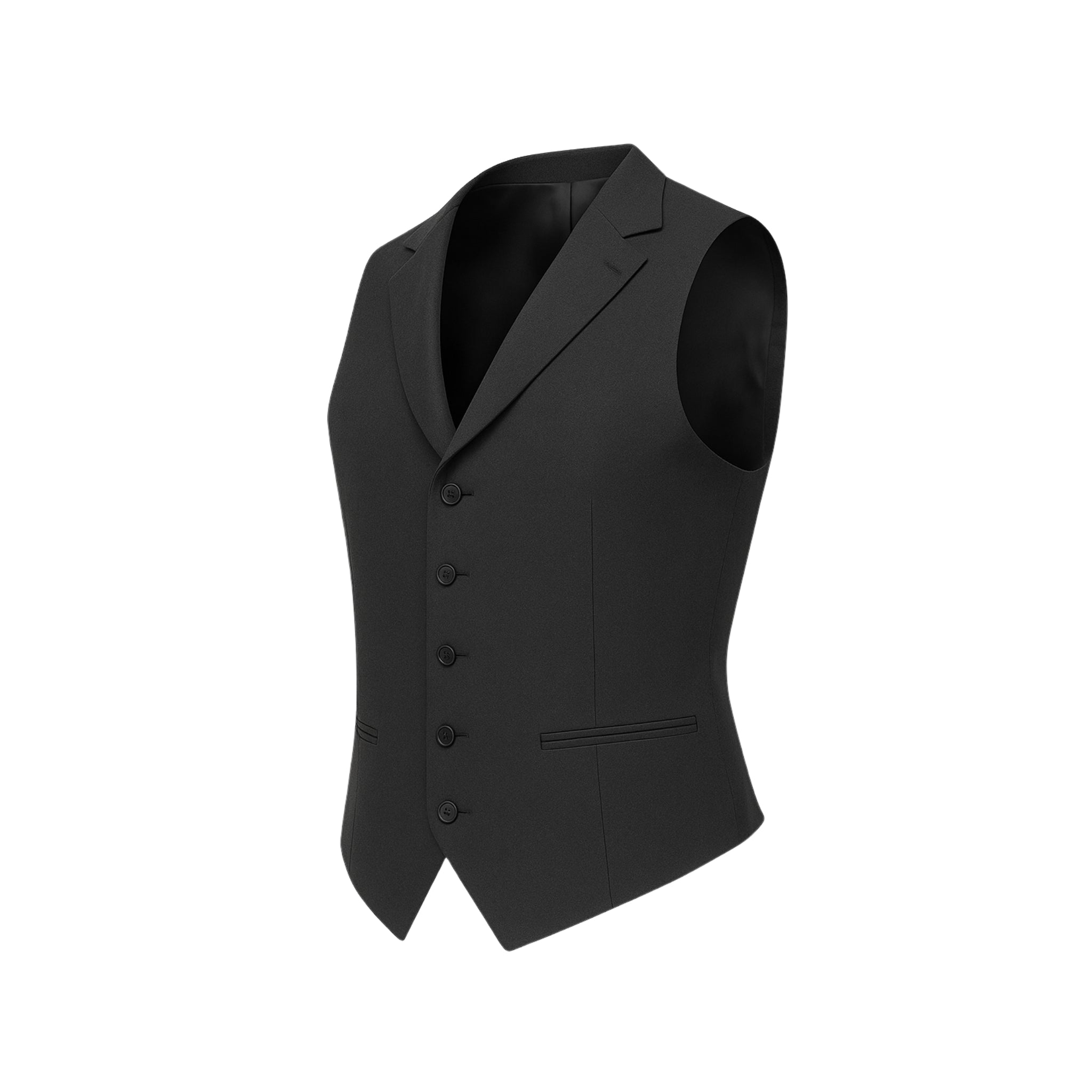 Tailory charcoal wool men’s vest five-button Side view