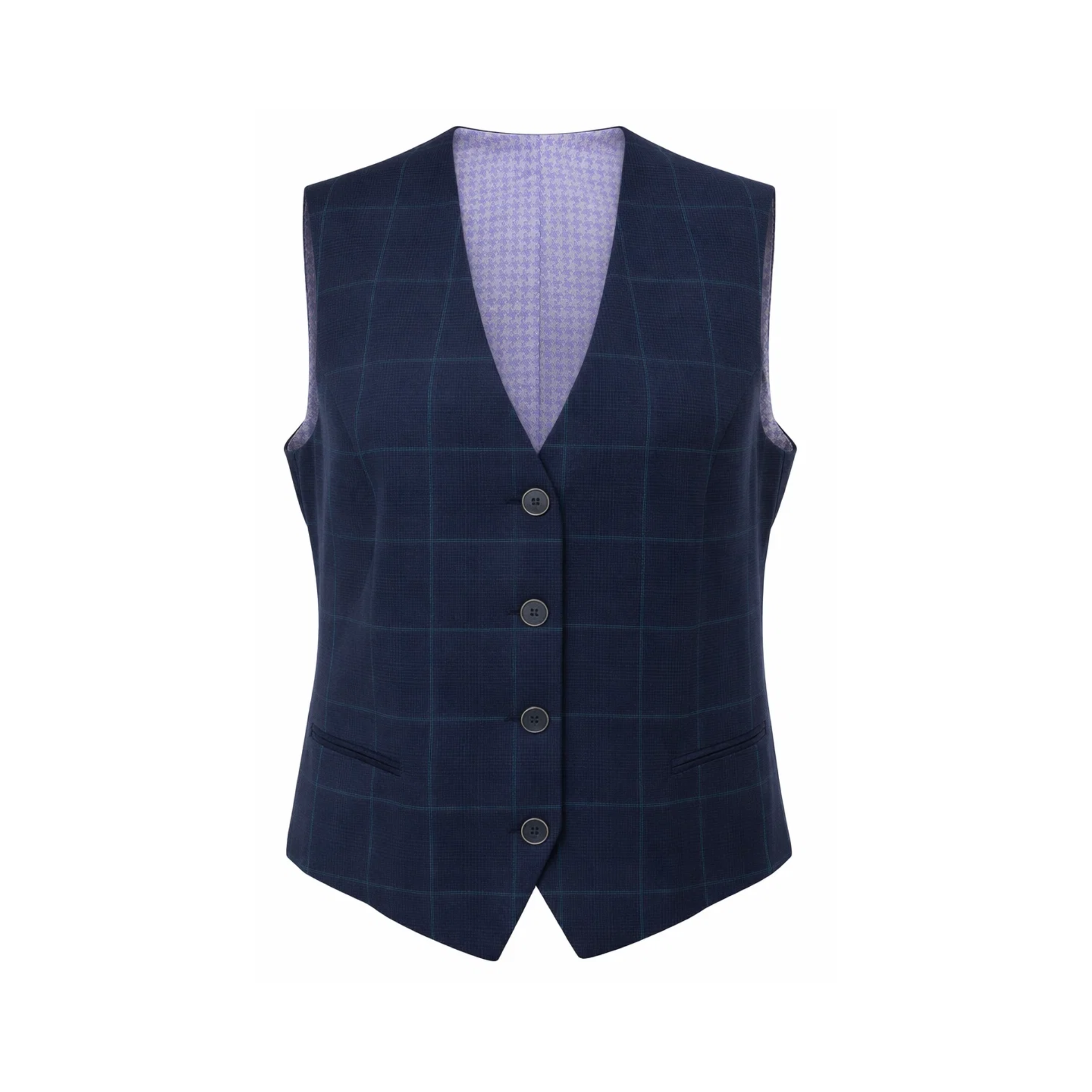 Tailory navy windowpane check tailored vest front view