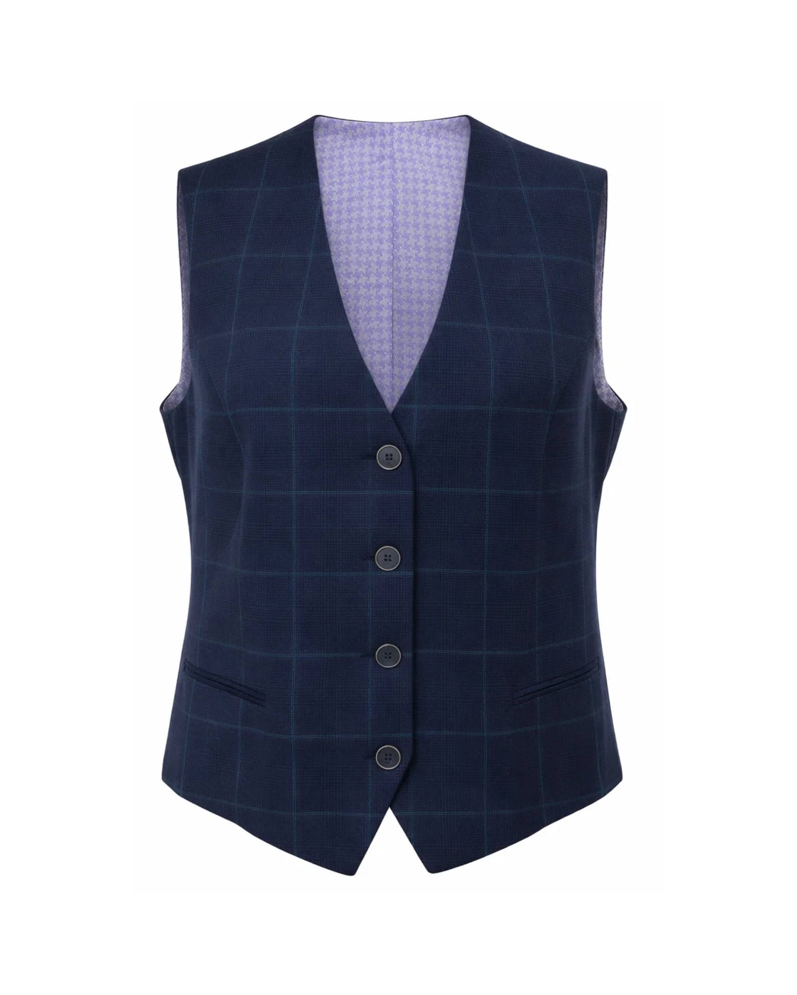 Tailory navy windowpane check tailored vest front view