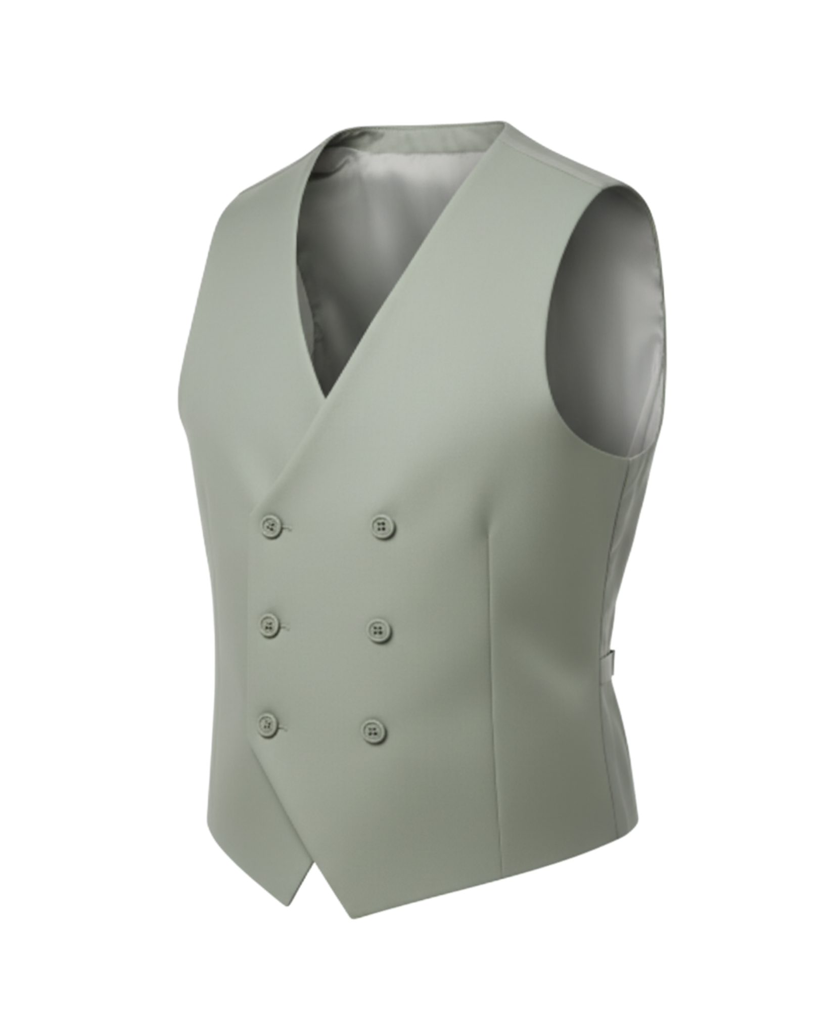 Tailory Sage double-breasted vest side view