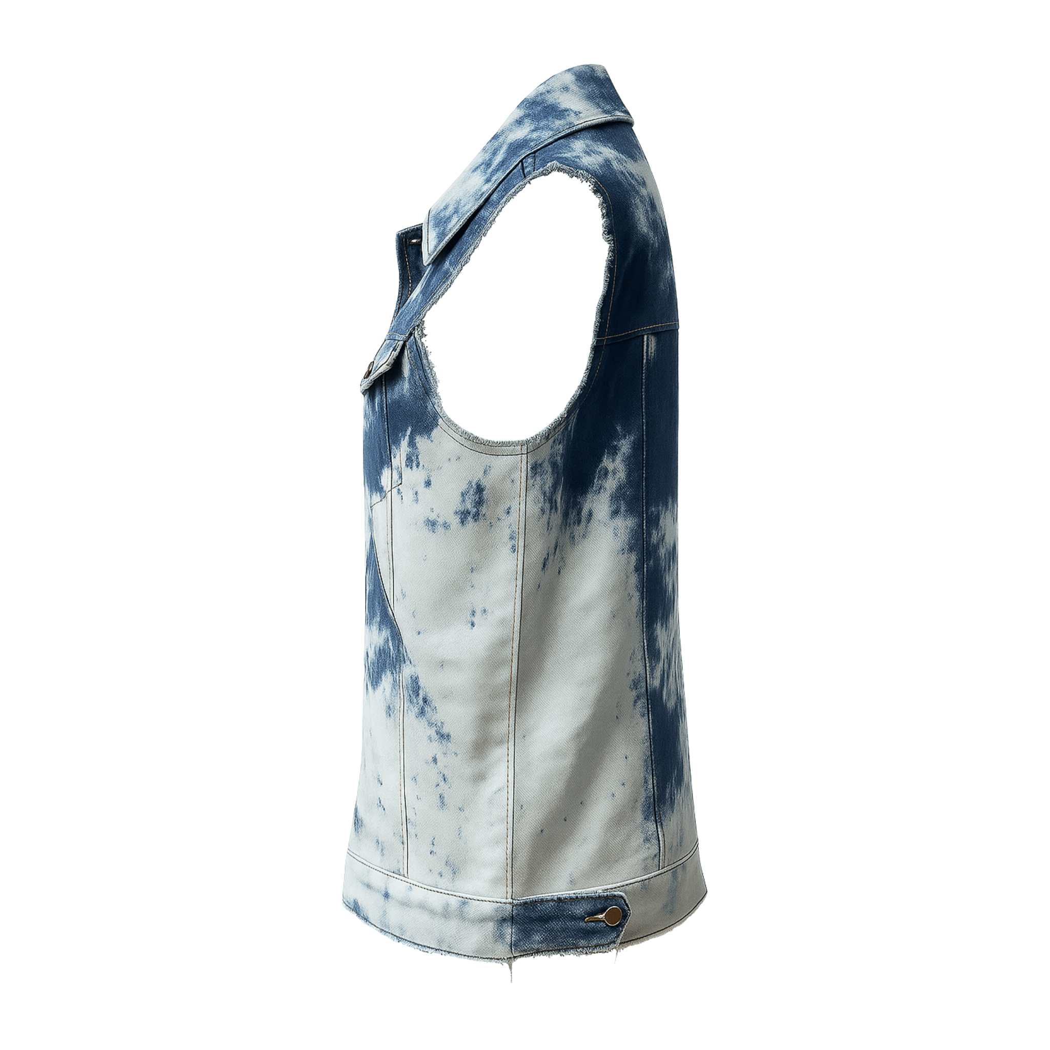 Tailory sleeveless tie-dye denim vest side view