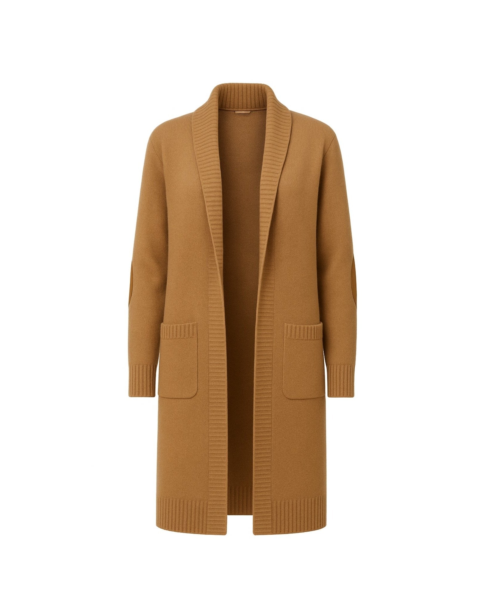 Tailory camel vicuña open-front cardigan front view