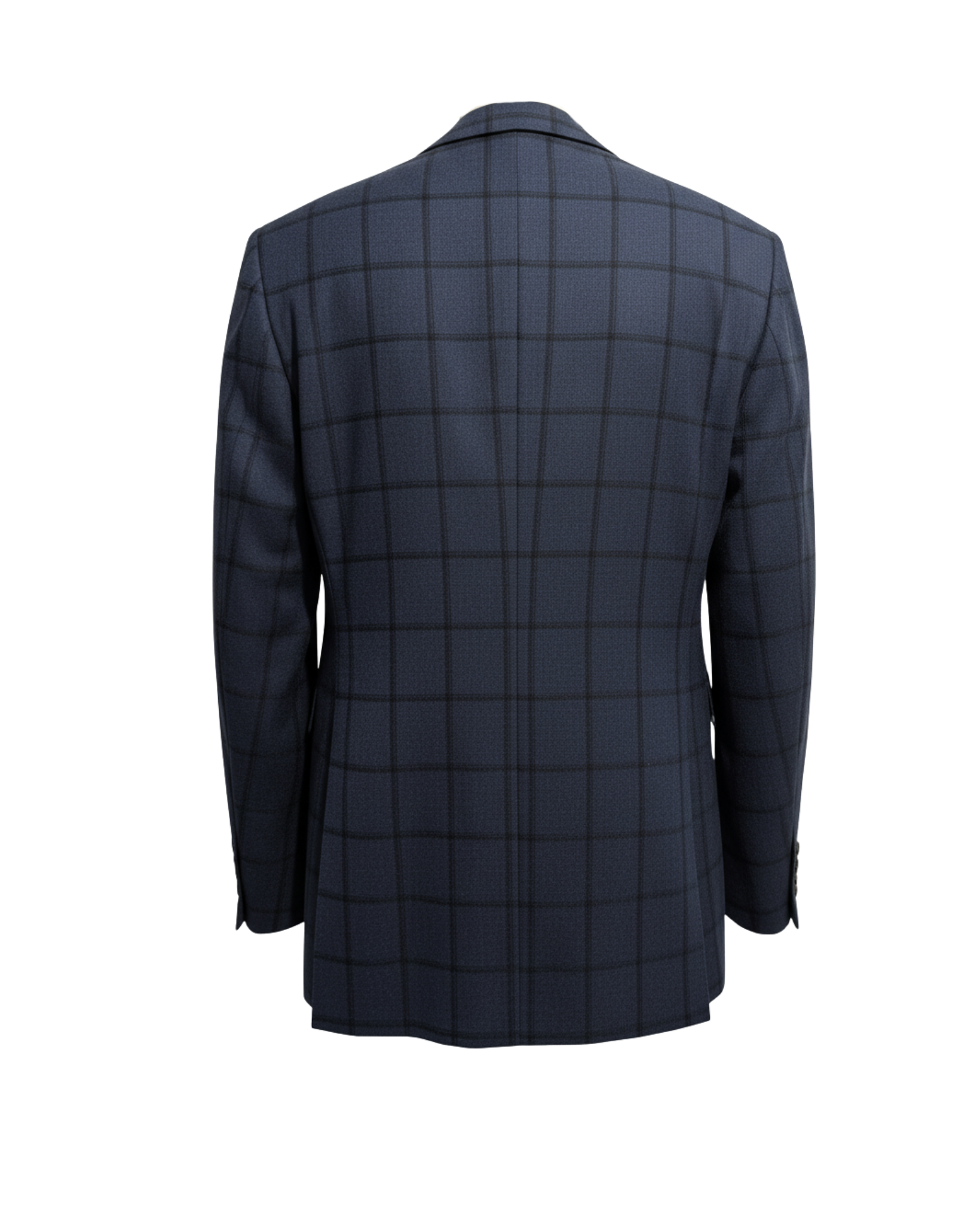 Tailory navy windowpane wool jacket back view