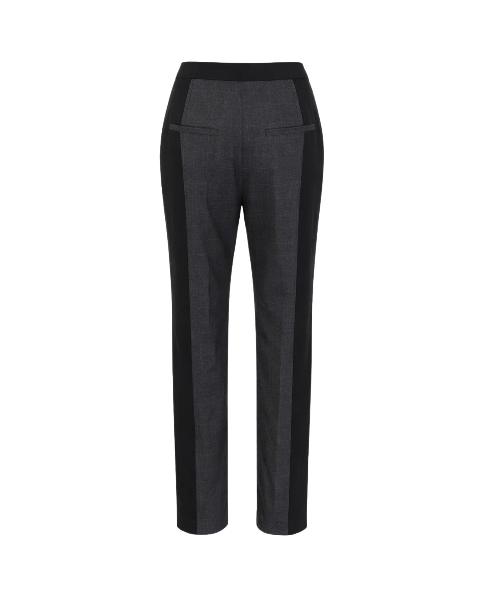 Tailory black grey windowpane tailored trousers back view