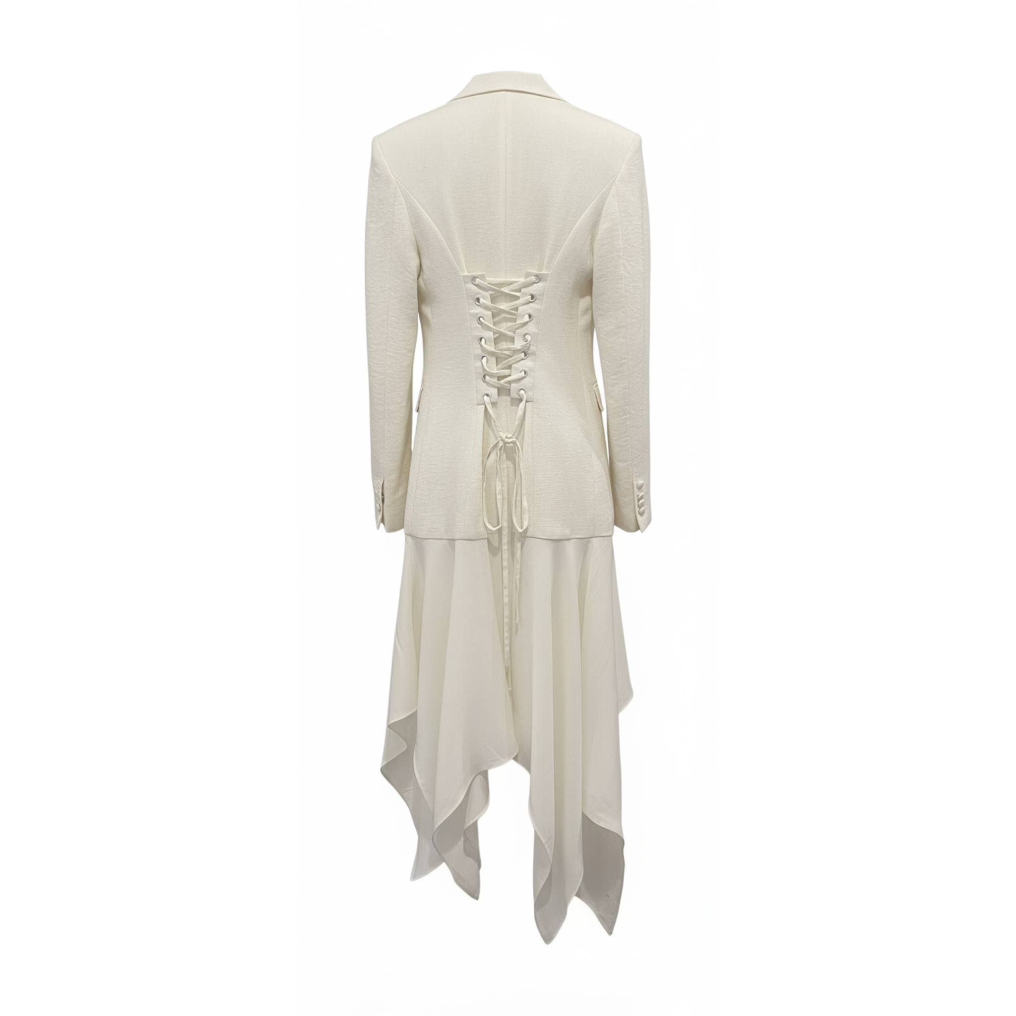 Tailory ivory wool maxi wrap coat back view