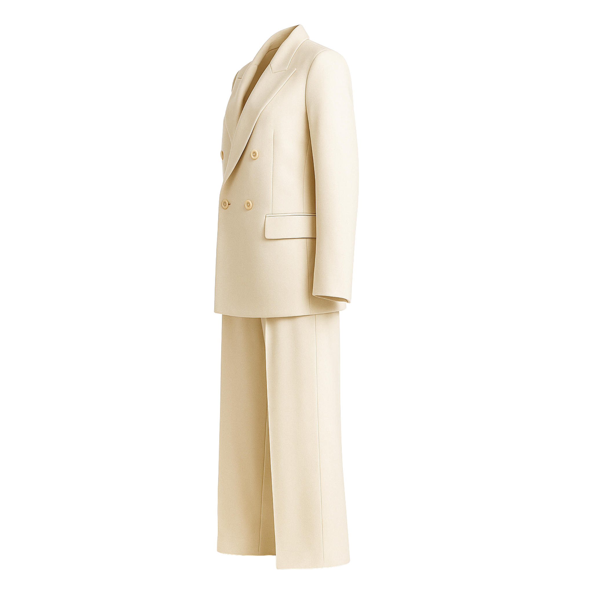 Ivory Boxy-Cut Wedding Suit