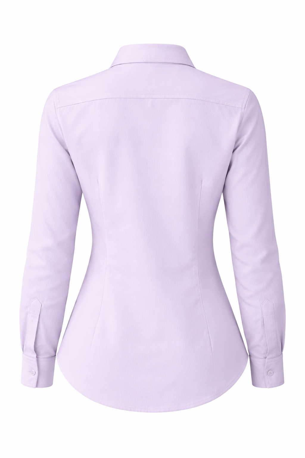 Womens light lilac cotton shirt back view on white background