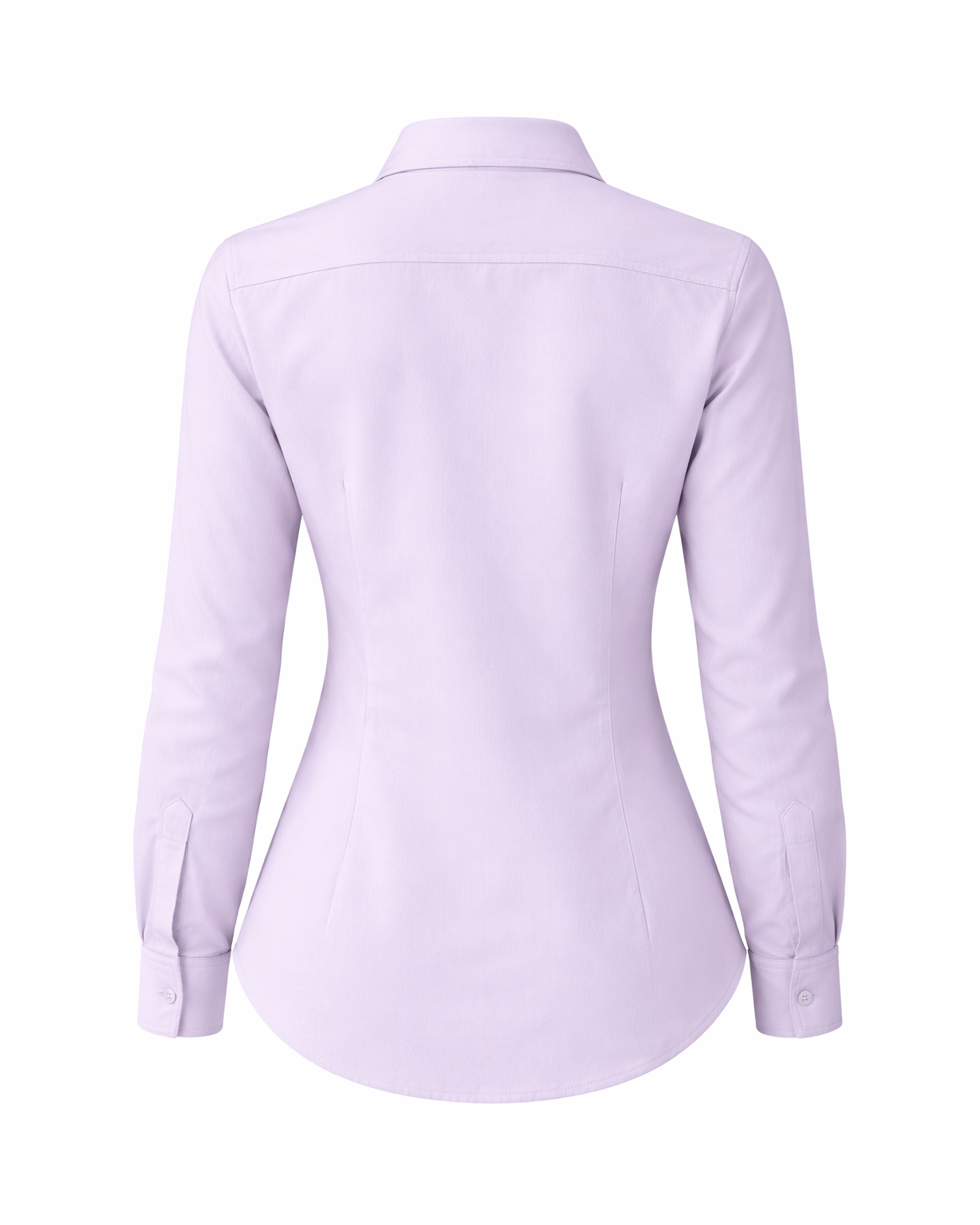 Womens light lilac cotton shirt back view on white background