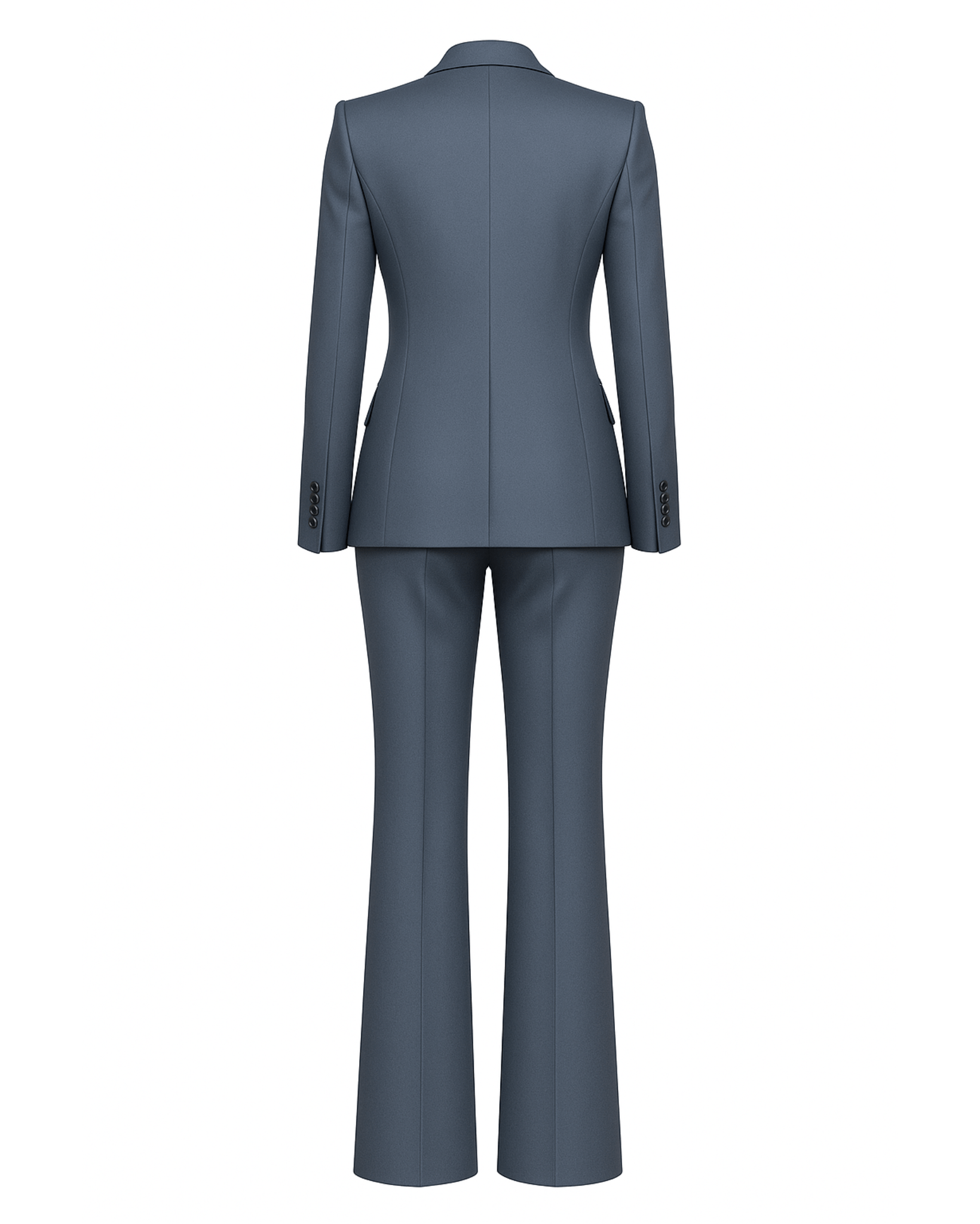 Tailory charcoal gray silk blazer suit set back view