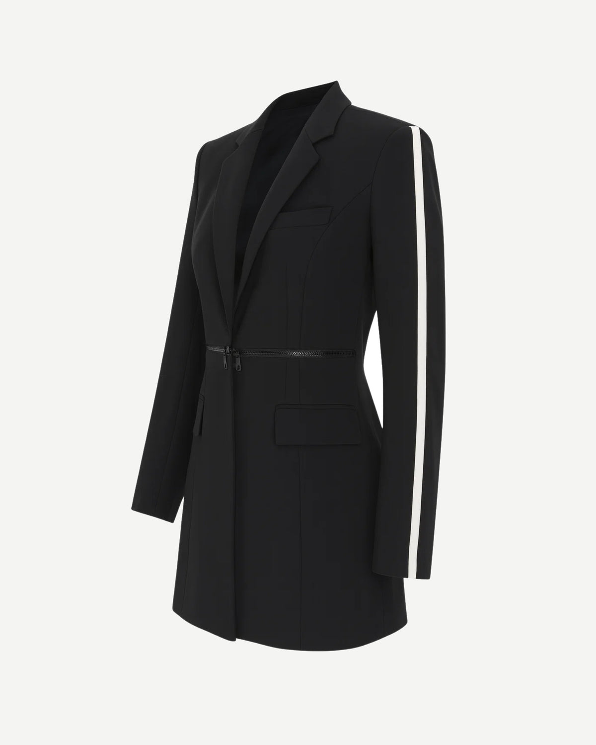 Tailory black belted blazer with zip hem side view