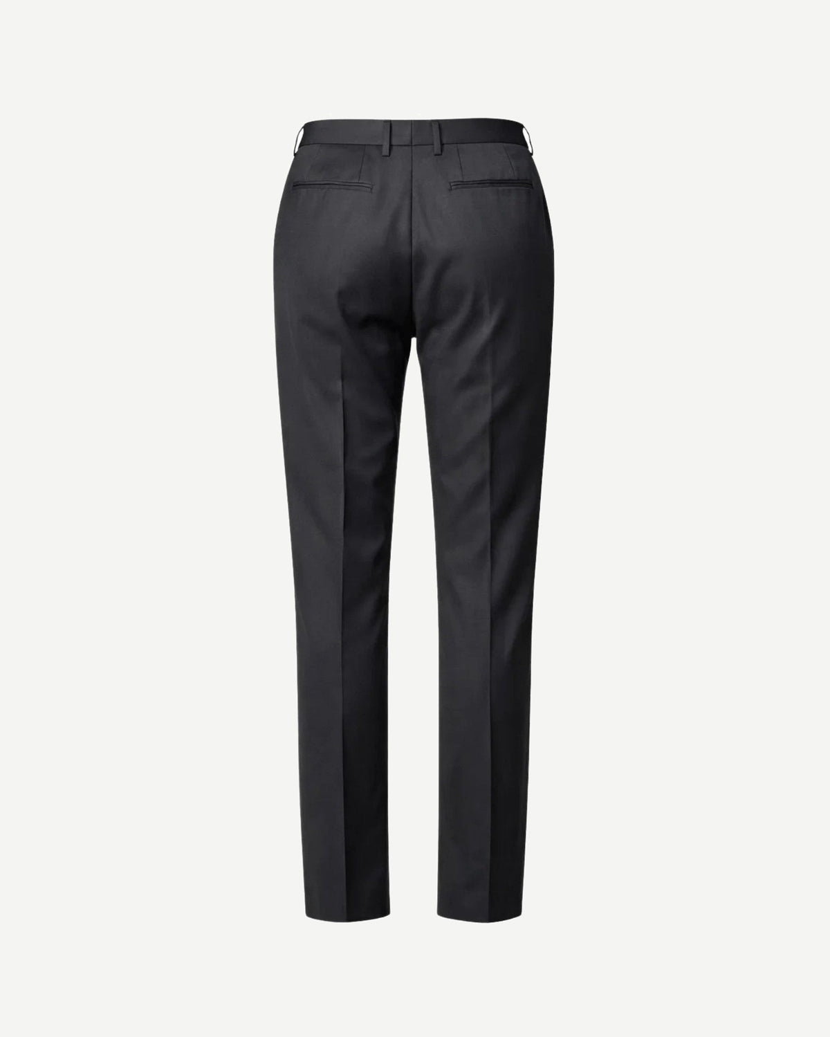 Tailory black flat-front tailored dress trousers back view