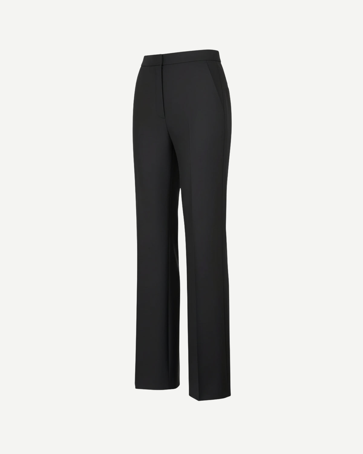 Tailory black straight leg trousers with side zip closure side view