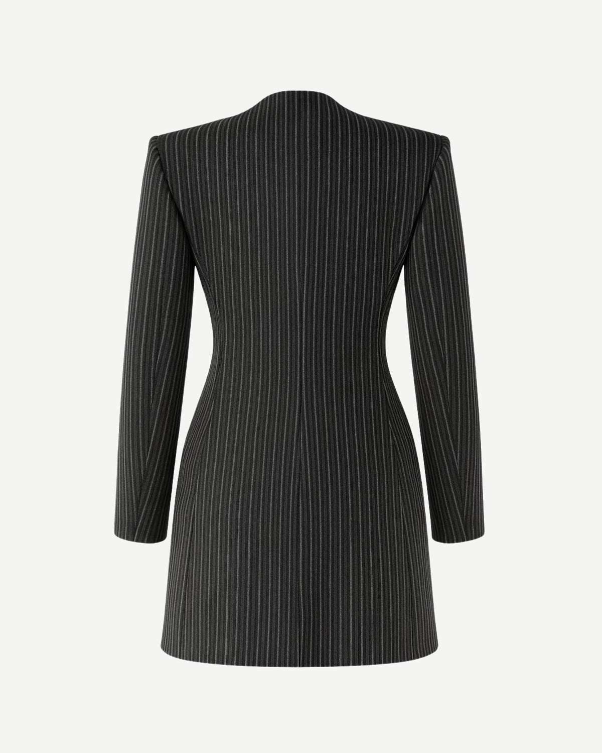 Tailory black tailored pinstripe blazer dress back view
