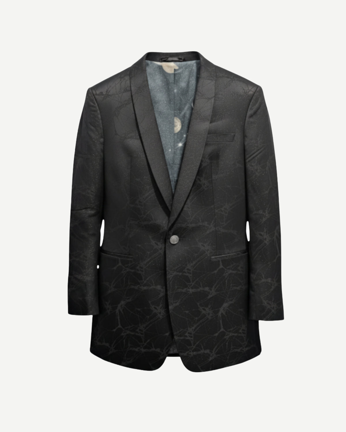 Tailory black spiderweb jacquard tuxedo jacket front view