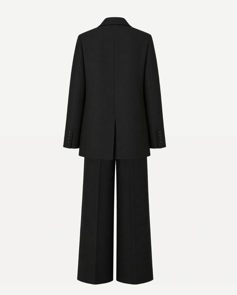 Tailory black tuxedo suit back vent back view