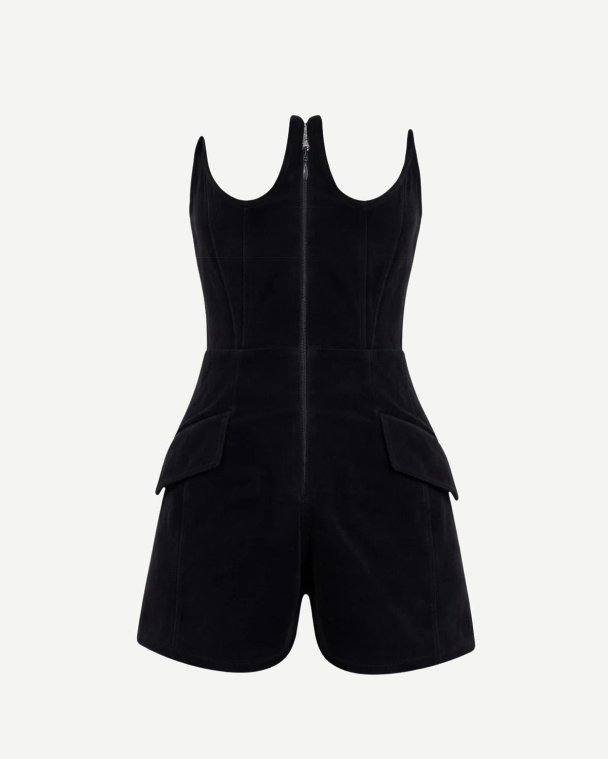 Tailory black velvet underbust structured corset top front view