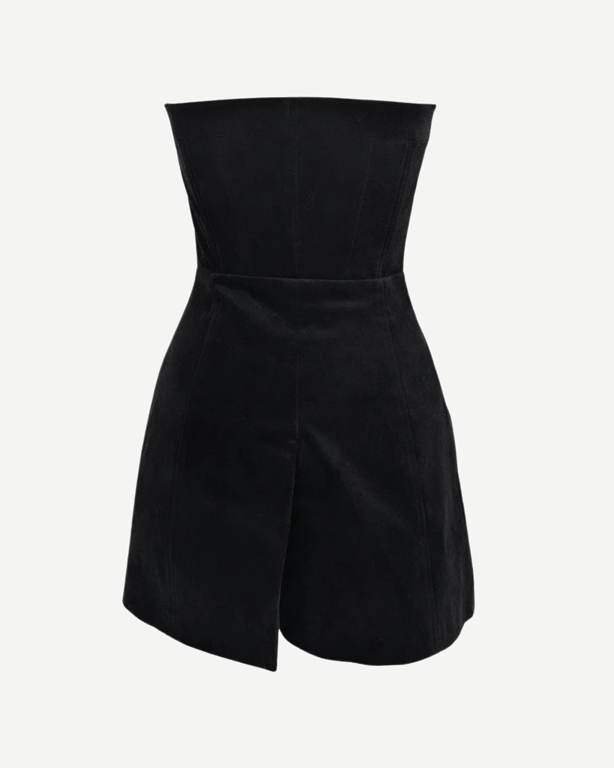 Tailory black velvet underbust structured corset top back view