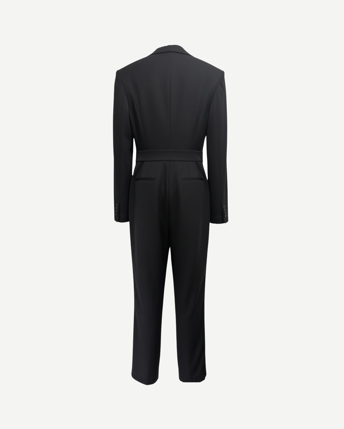 Tailory black/white stripe jumpsuit back view