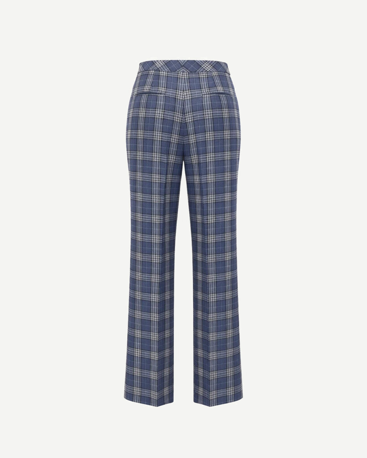 Tailory blue and white check tailored trousers back view