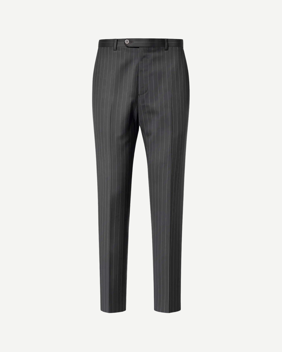 Tailory charcoal pinstriped straight cropped suit trousers front view