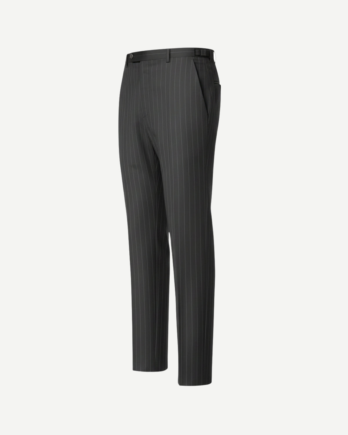 Tailory charcoal pinstriped straight cropped trousers side view
