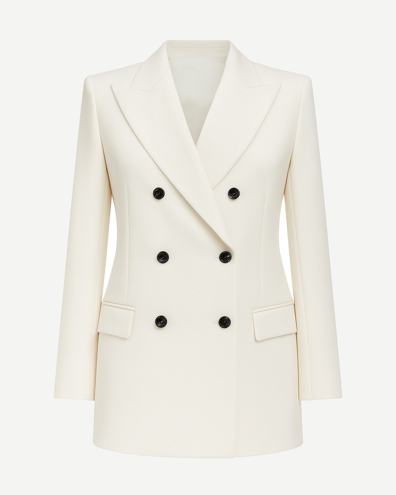 Tailory ivory double-breasted peak-lapel blazer front view