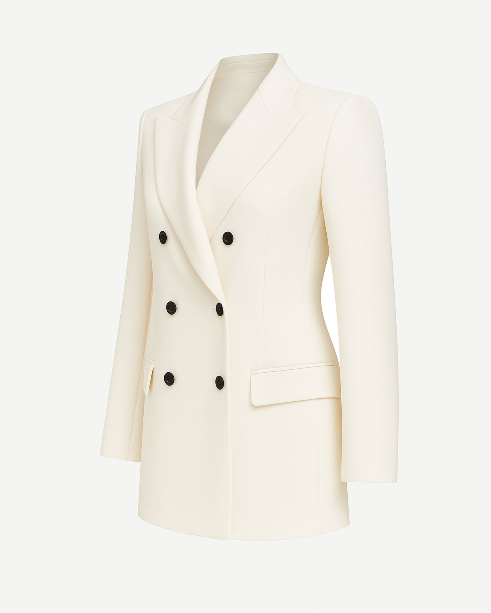 Tailory ivory double-breasted peak-lapel blazer side view