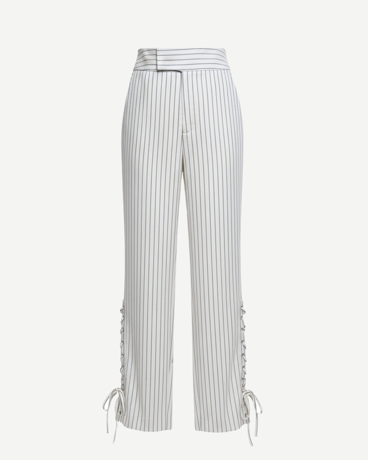 Tailory cream high-waisted straight wool trousers front view