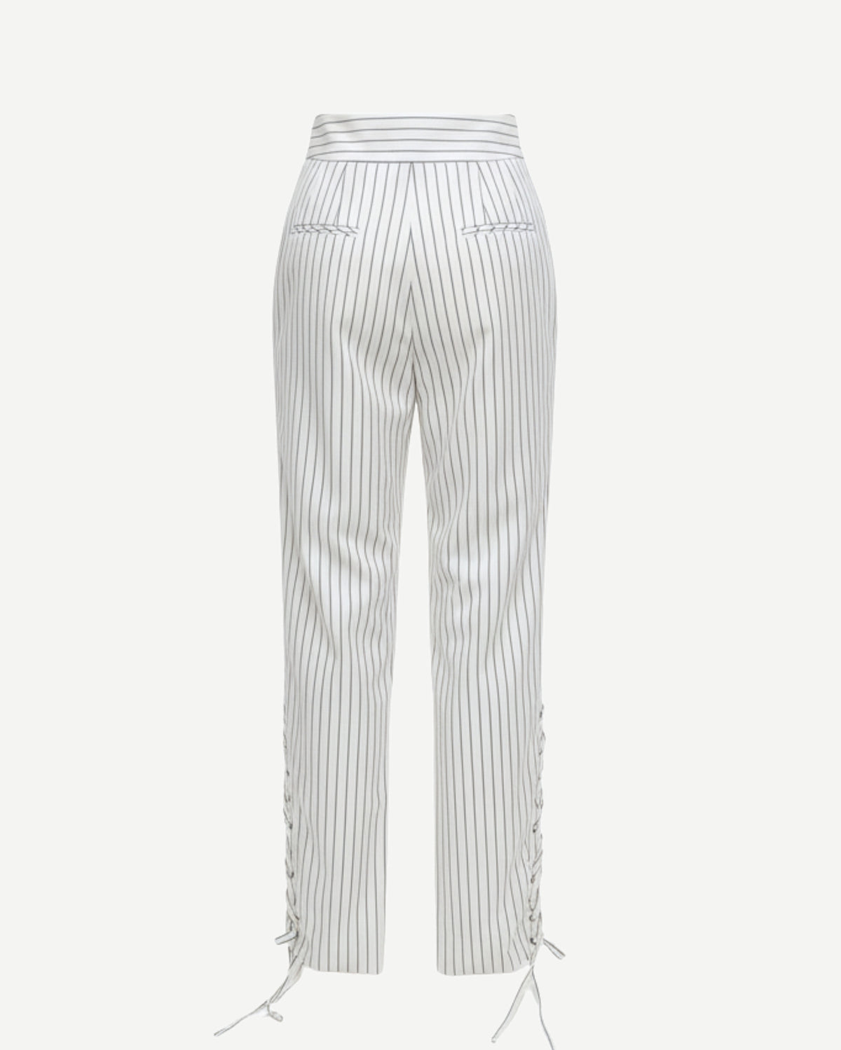 Tailory cream straight-leg wool trousers back view