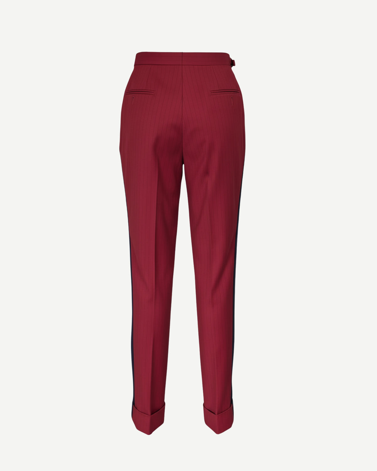 tailory crimson contrast-stripe trouser back view