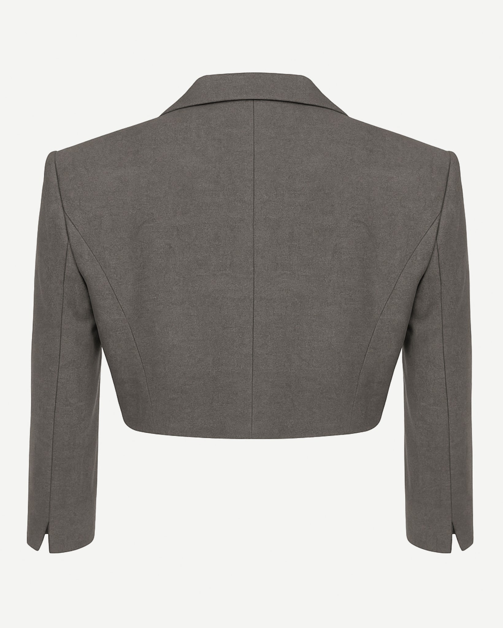 Tailory gray cropped 3/4 sleeve blazer back view