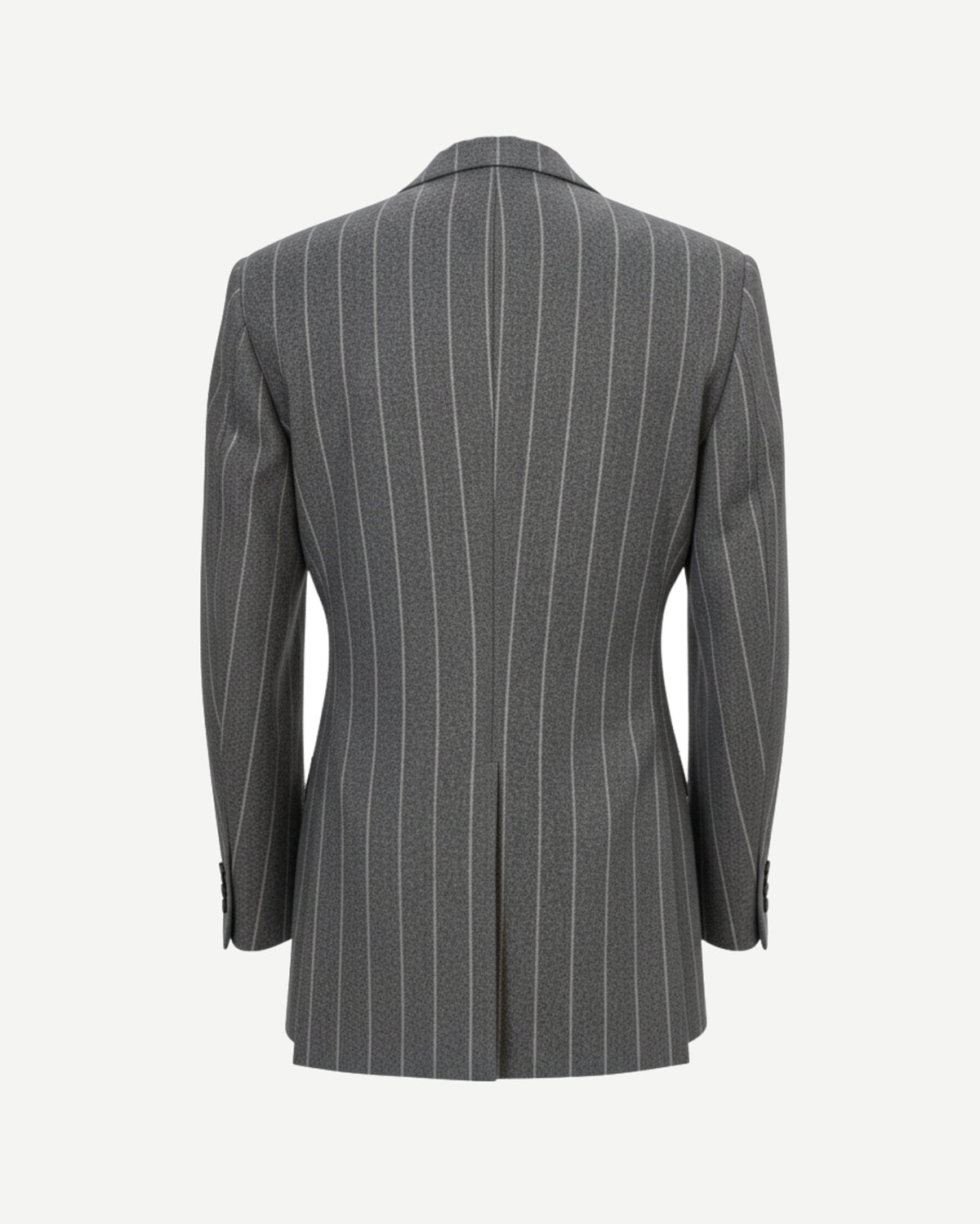 Tailory charcoal white pinstripe cropped tailored blazer back view