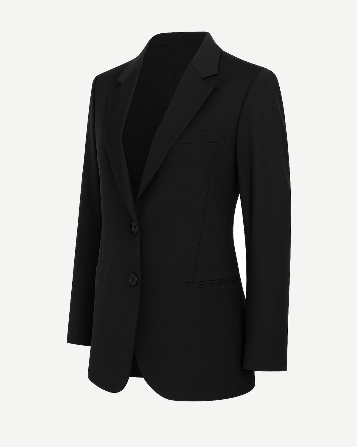 Tailory black oversized tuxedo blazer with exaggerated peak lapels side view”