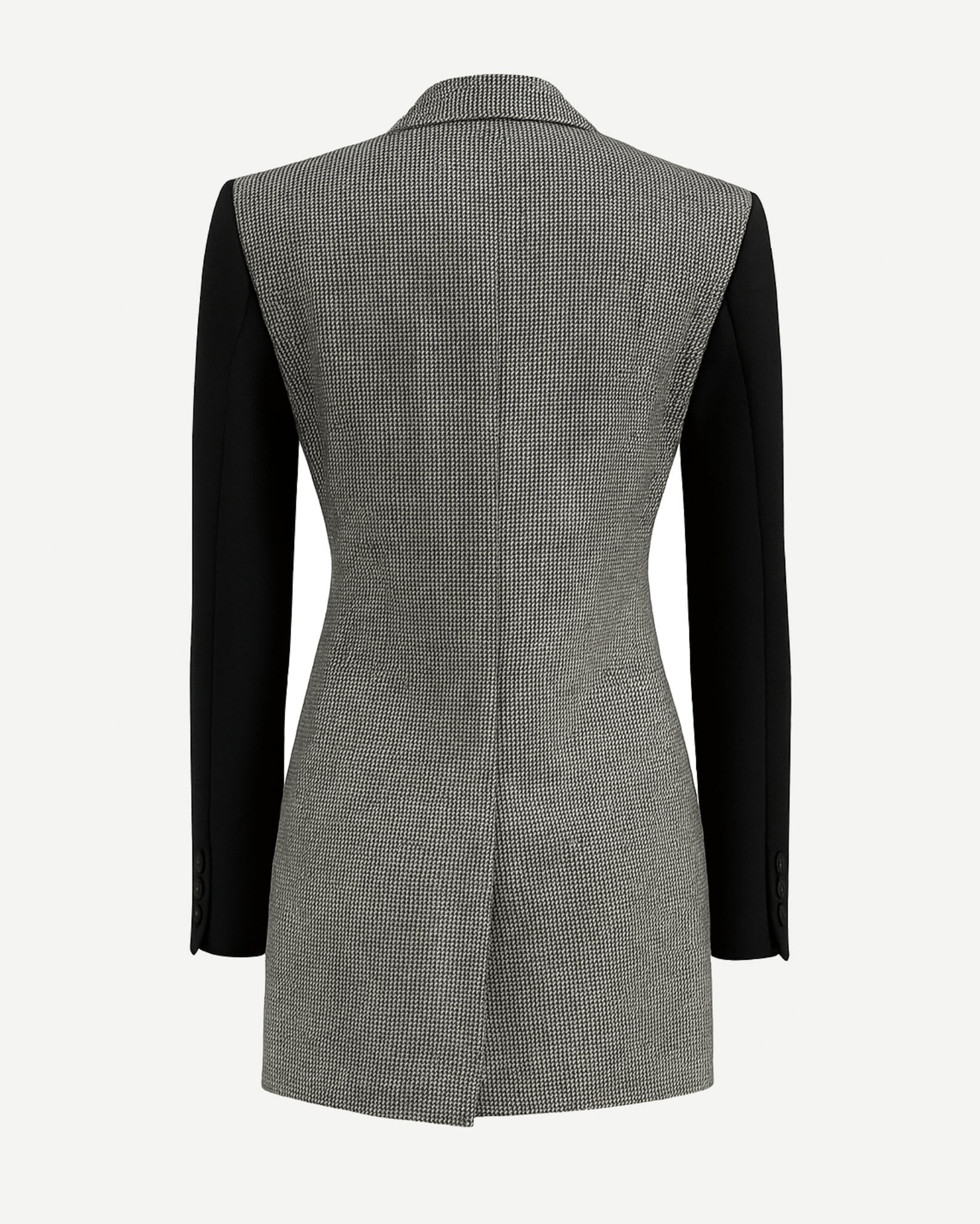 Tailory houndstooth/black color-block double-breasted blazer back view