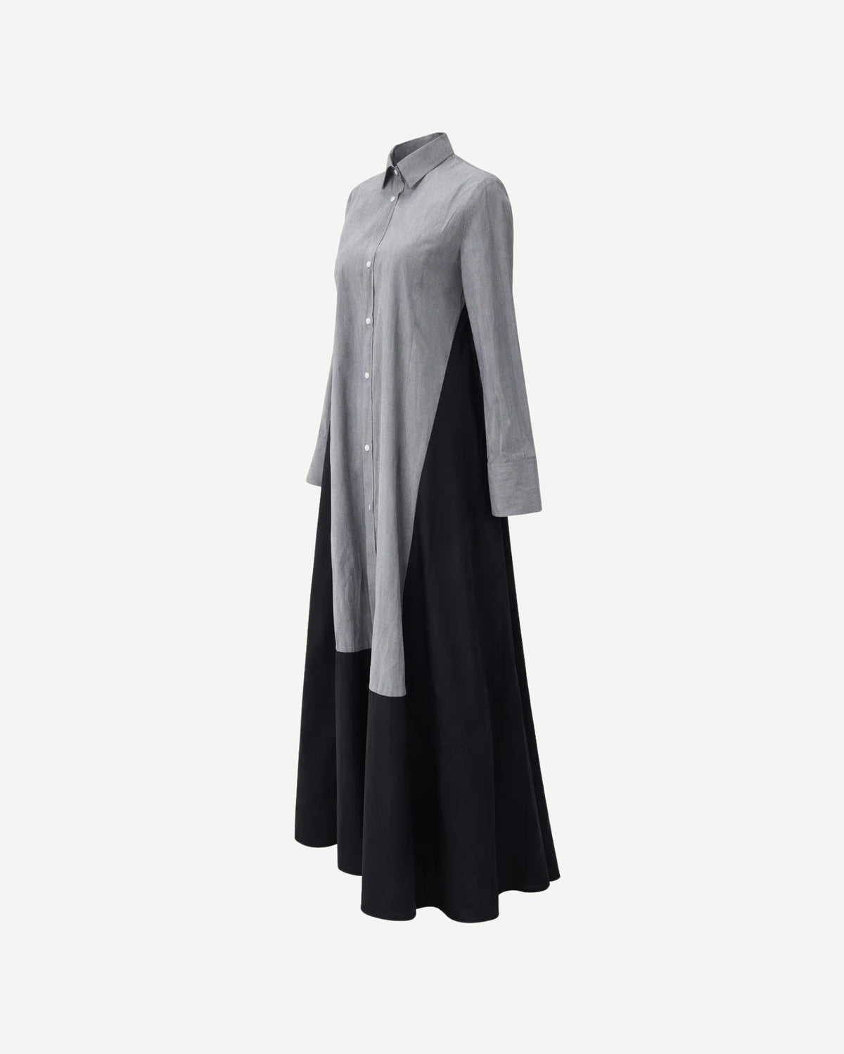 Tailory grey and black paneled shirt dress side view
