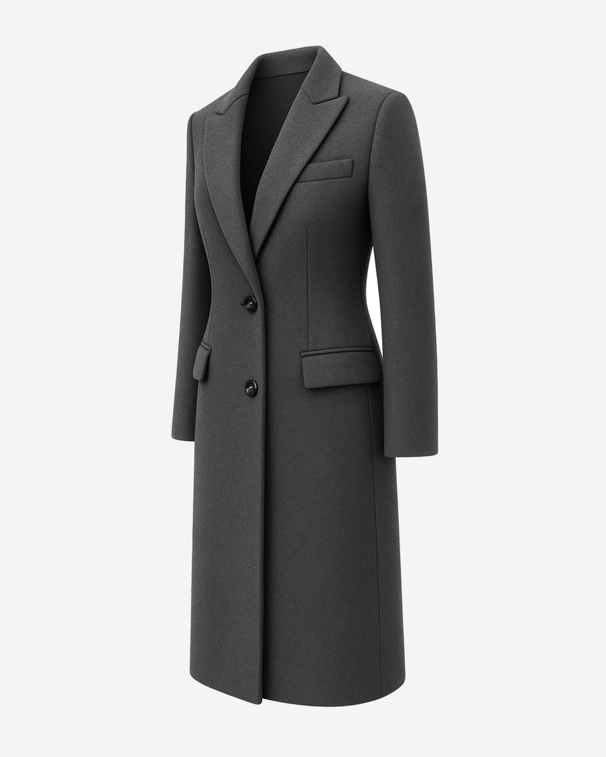 Tailory charcoal gray cashmere–alpaca overcoat side view