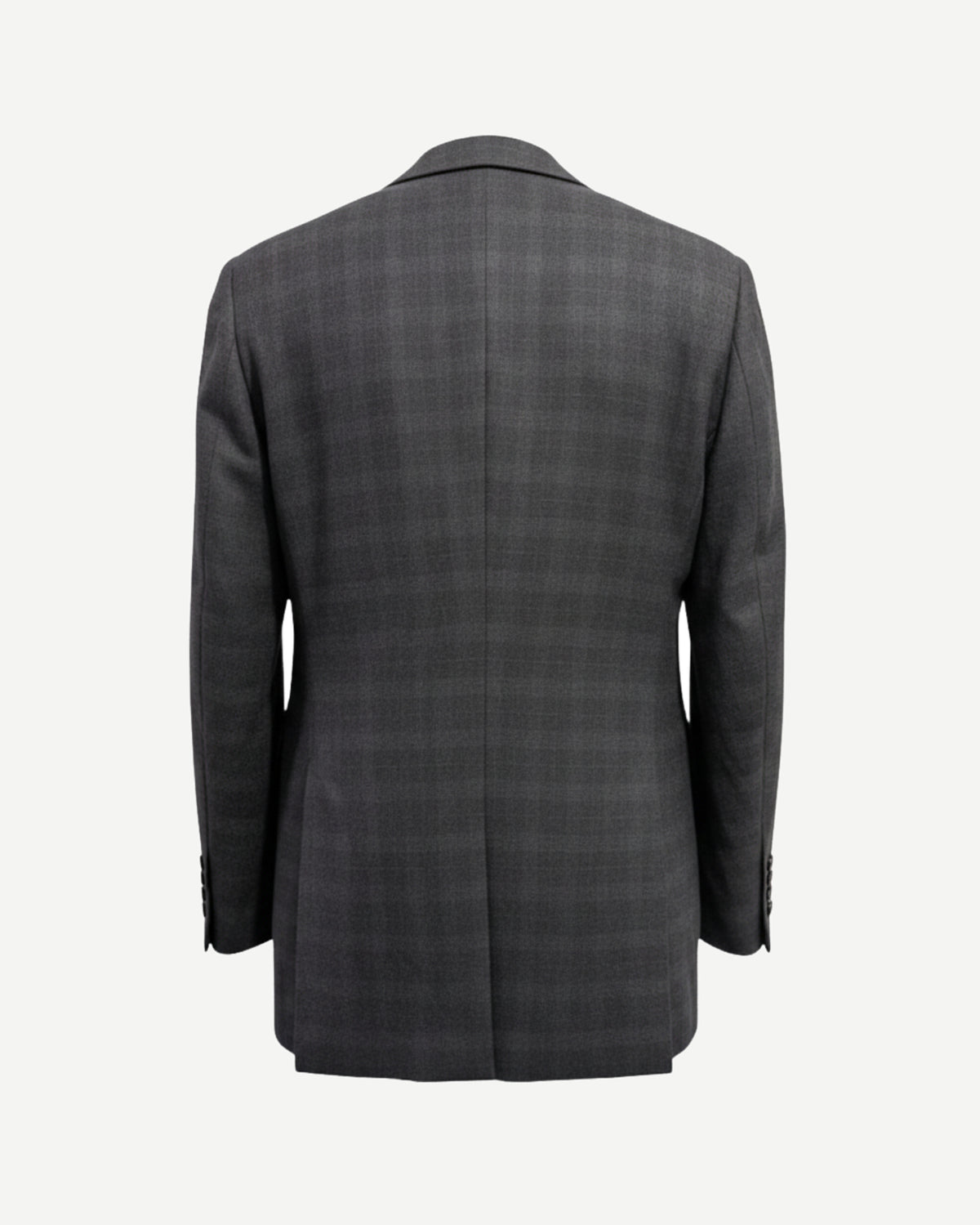 Tailory grey flannel double-breasted jacket back view