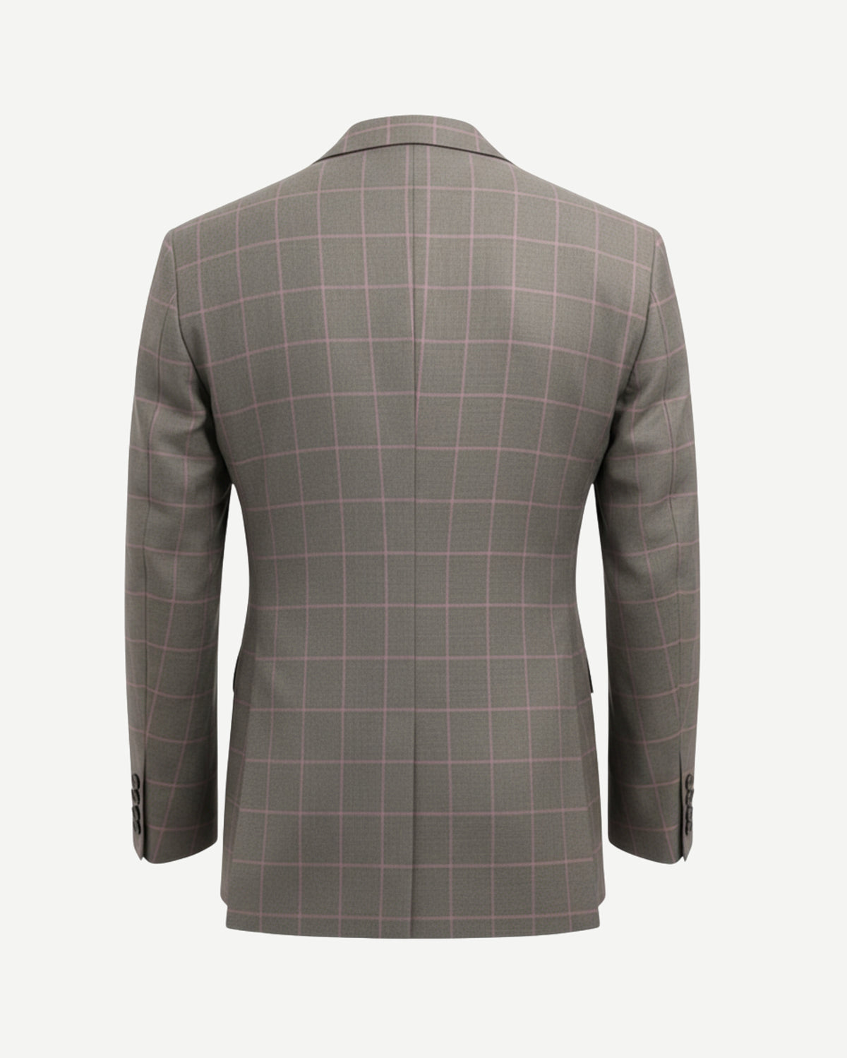 Tailory grey and pink plaid two-button blazer back view