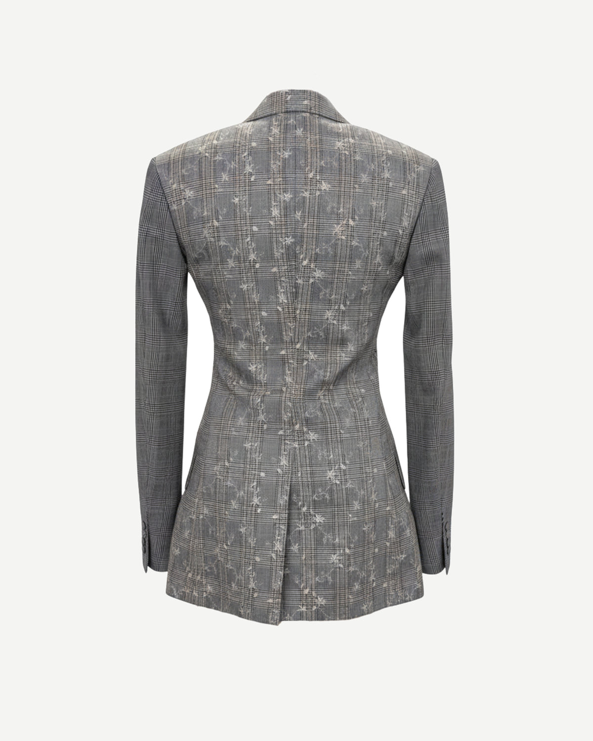 Tailory grey plaid tailored blazer back view