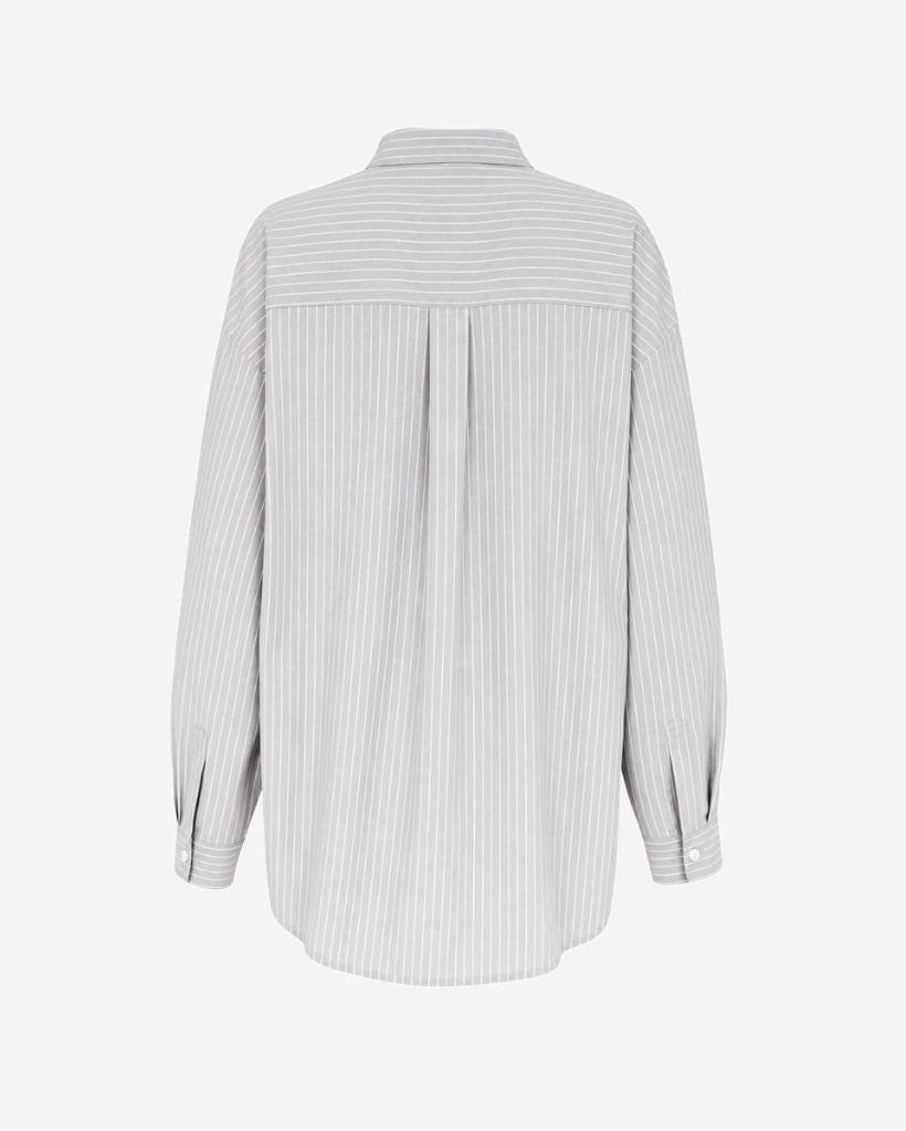 The Tailory New York grey striped Loro Piana cotton oversized shirt back view