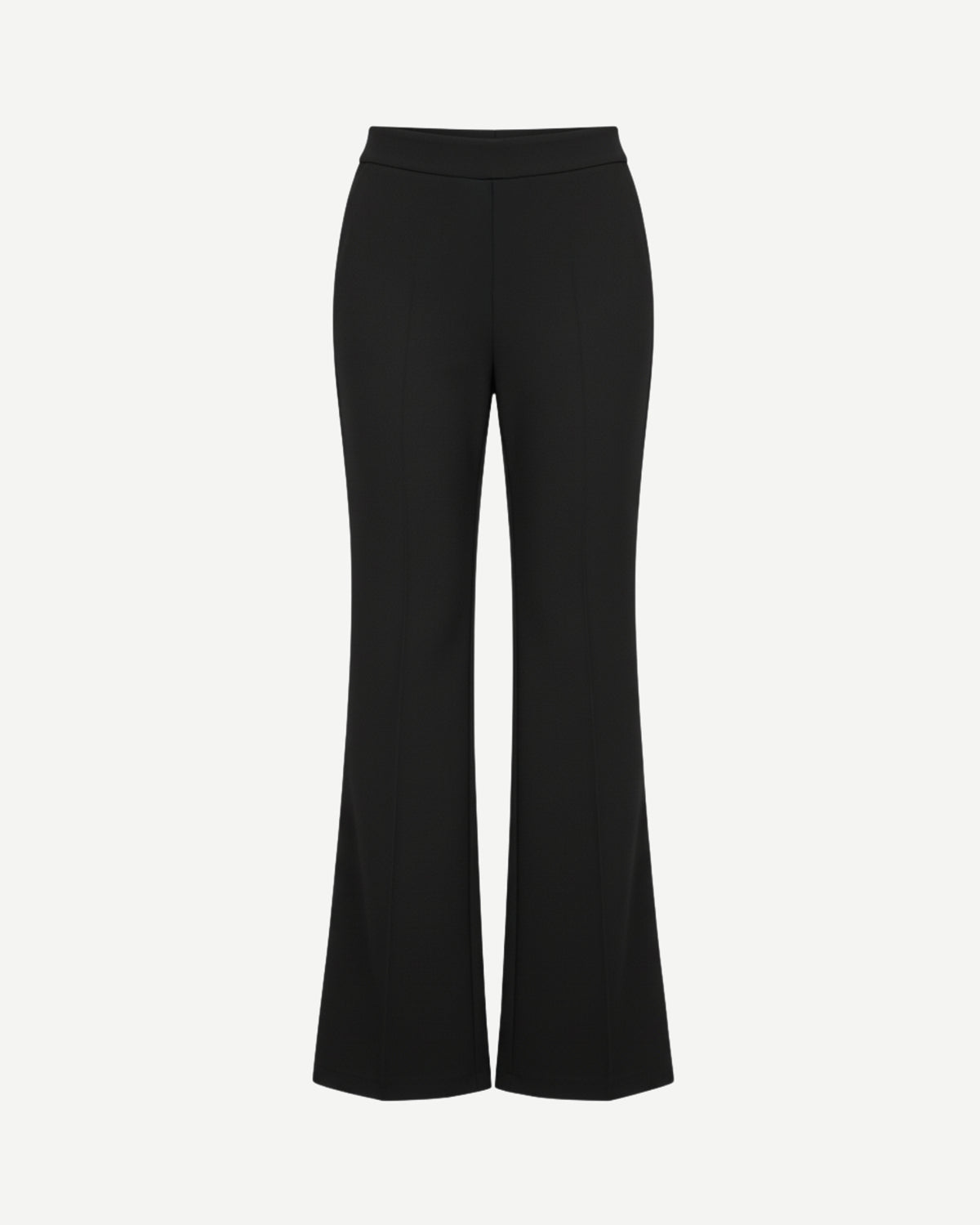 Tailory black high-waisted flare trousers front view