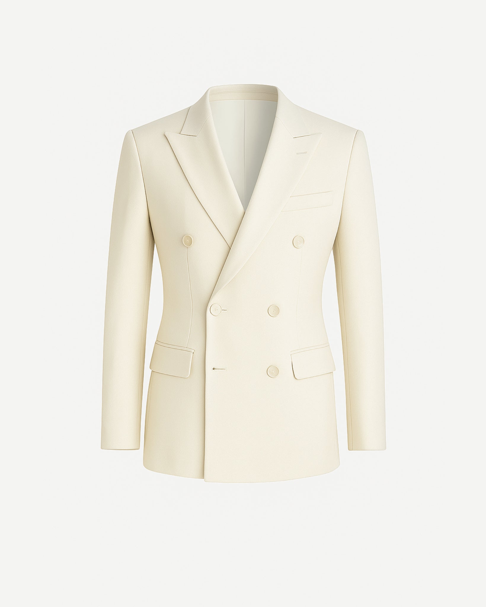 Tailory ivory wool peak lapel blazer front view