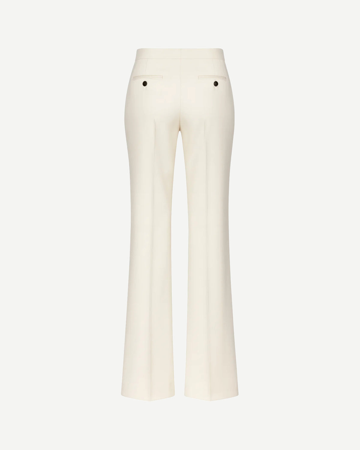 Tailory ivory high-rise flare trousers contrast stripe back view